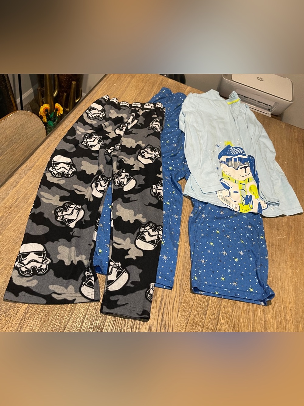 Cat & Jack Blue Star and Black Stormtrooper Pajama Bottoms Set, Size L & XL